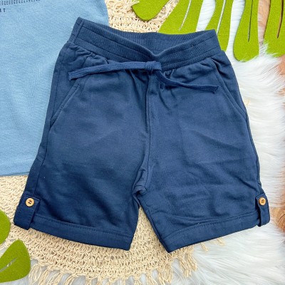 Conj. Camiseta Seaside e Bermuda em Moletinho - Azul Jeans